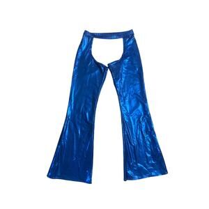 S M Wicked Temptations Metallic Blue Pants Cut-Out Rave Festival Burning Man
